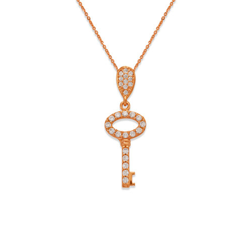 263-003R Fancy Rose Key CZ Pendant