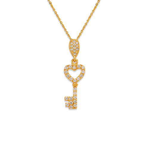 263-004 Fancy Heart Key CZ Pendant
