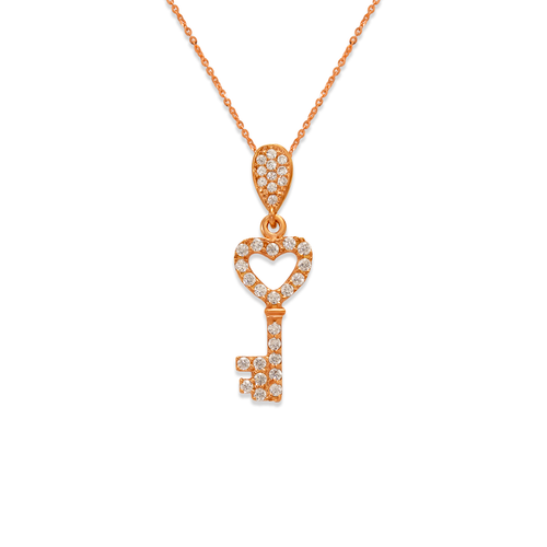 263-004R Fancy Rose Heart Key CZ Pendant