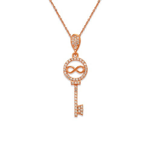 263-005R Fancy Rose Infinity Key CZ Pendant
