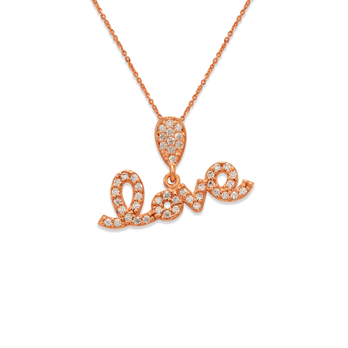 263-006R Fancy Rose Love CZ Pendant