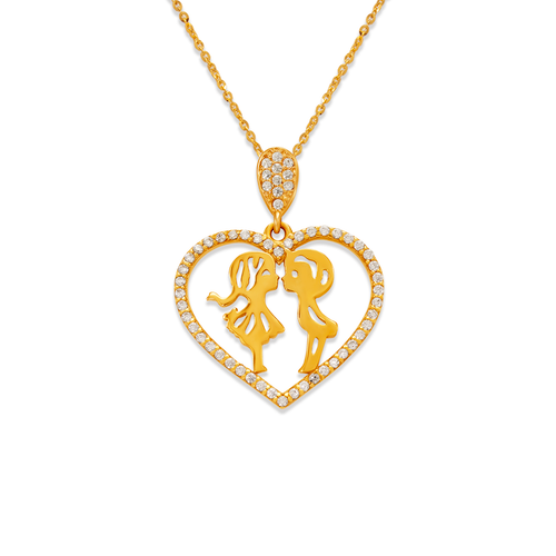 263-012 Fancy Heart with Lovers CZ Pendant