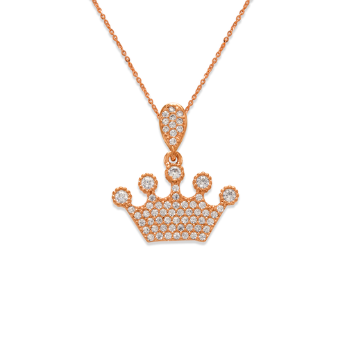 263-021R Fancy Rose Tiara CZ Pendant