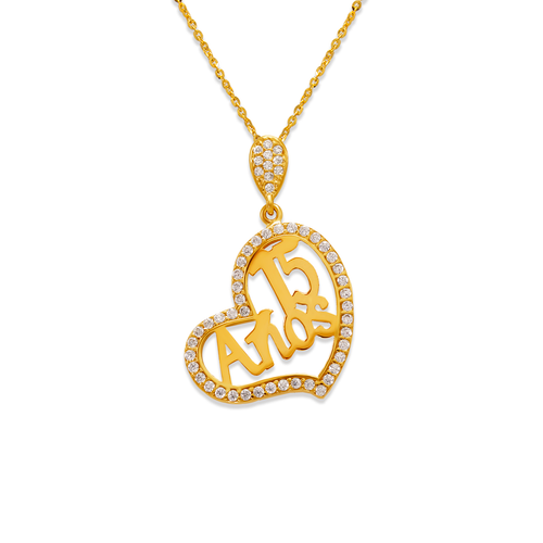 263-041 Fancy 15 Anos Heart CZ Pendant
