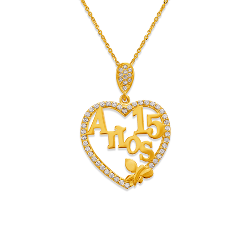 263-042 Fancy 15 Anos Heart CZ Pendant
