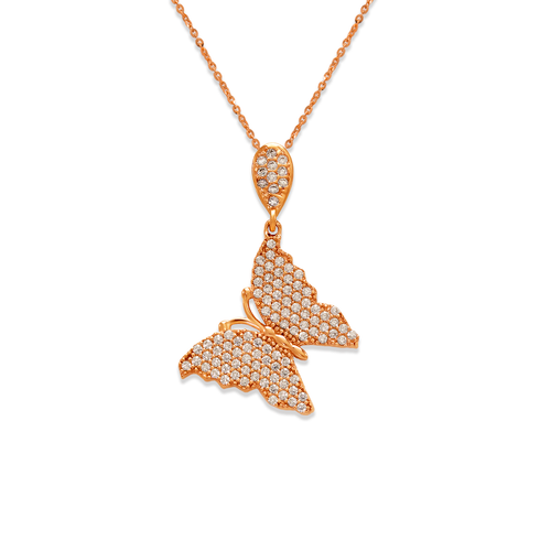 263-061R Fancy Rose Butterfly CZ Pendant