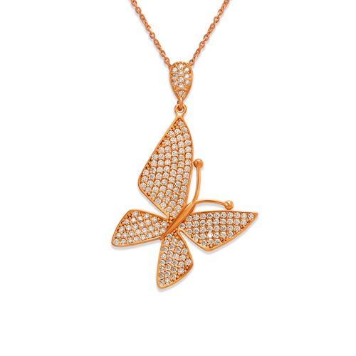 263-062R Fancy Rose Butterfly CZ Pendant