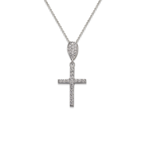 263-101W Fancy Cross CZ Pendant