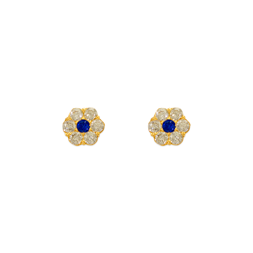 343-209BL Blue Flower CZ Stud Earrings