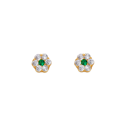 343-209GR Green Flower CZ Stud Earrings 343-209GR Green Flower CZ Stud Earrings