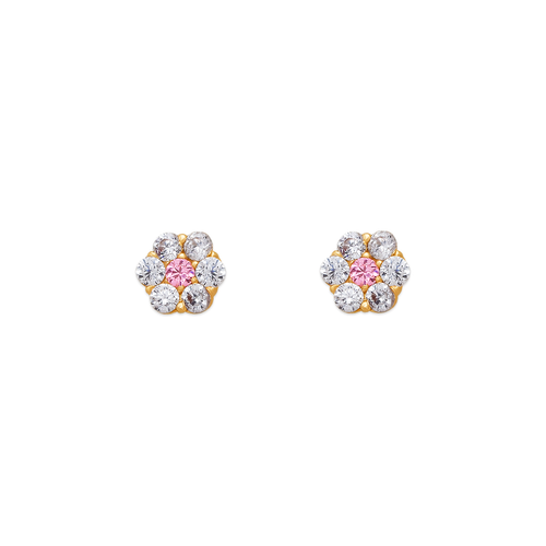 343-209PK Pink Flower CZ Stud Earrings 343-209PK Pink Flower CZ Stud Earrings