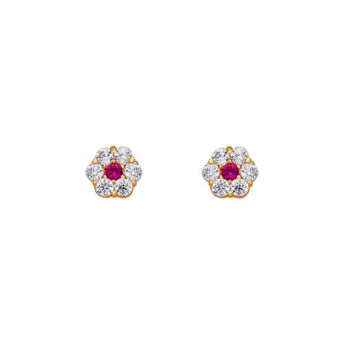 343-209RD Red Flower CZ Stud Earrings 343-209RD Red Flower CZ Stud Earrings