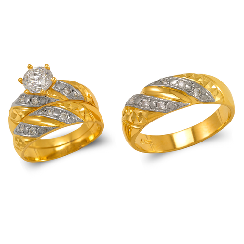 473-951ZS Two Tone Wedding Trio Ring Set