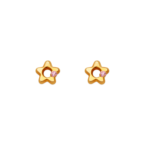 343-426PK 5mm Pink Star CZ Stud Earrings