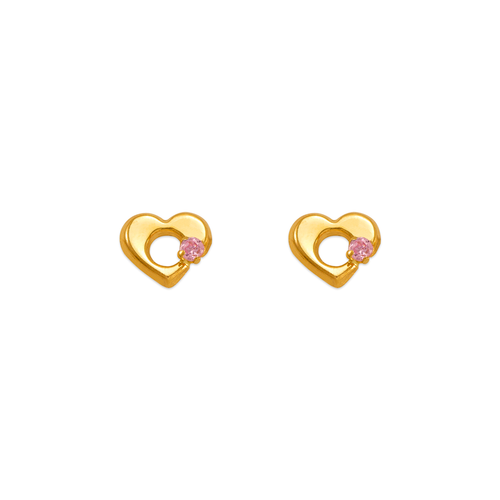 343-429PK Pink Heart CZ Stud Earrings