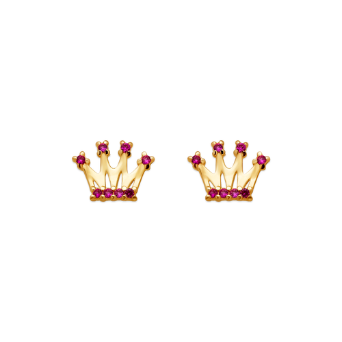 343-242RD Red Tiara CZ Stud Earrings