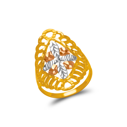 872-009 Tricolor Diamond Cut Filigree Ring