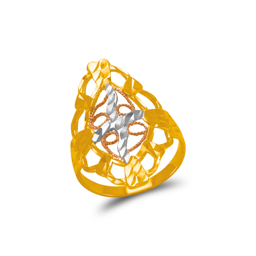 872-011 Tricolor Diamond Cut Filigree Ring