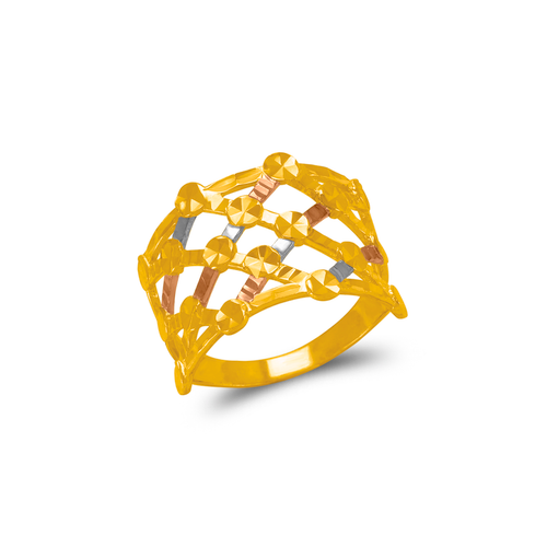 872-018 Tricolor Diamond Cut Filigree Ring