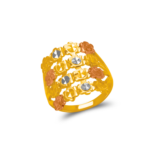 872-019 Tricolor Diamond Cut Filigree Ring