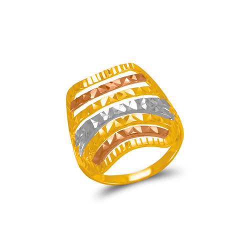 872-022 Tricolor Diamond Cut Filigree Ring