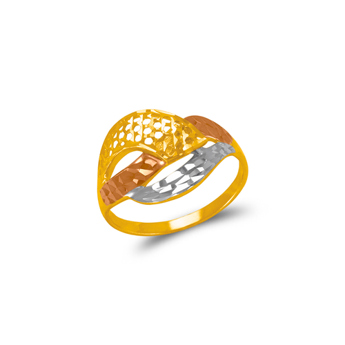 872-114 Tricolor Diamond Cut Filigree Ring