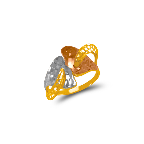 872-116 Tricolor Diamond Cut Filigree Ring
