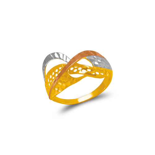 872-117 Tricolor Diamond Cut Filigree Ring