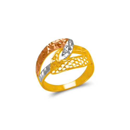 872-119 Tricolor Diamond Cut Filigree Ring