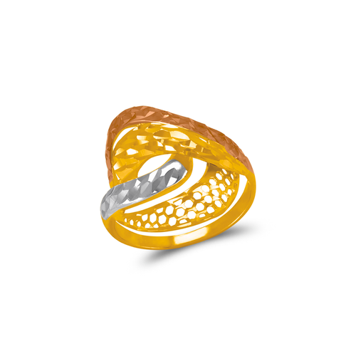 872-120 Tricolor Diamond Cut Filigree Ring