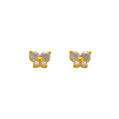 343-164WH Butterfly White CZ Stud Earrings