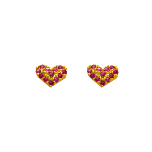 343-532 Rosy Heart CZ Stud Earrings