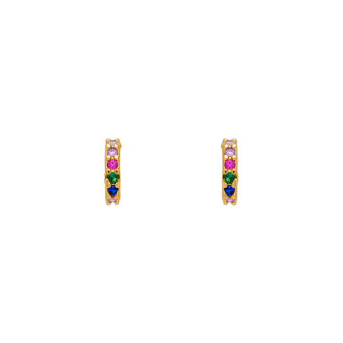 343-653 Rainbow Thin Huggies CZ Stud Earrings