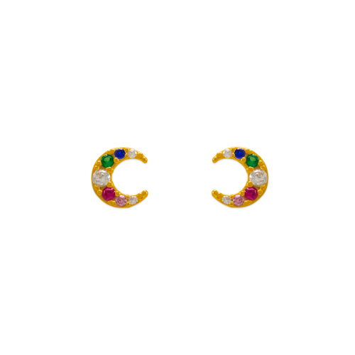 343-654 Rainbow Moon CZ Stud Earrings