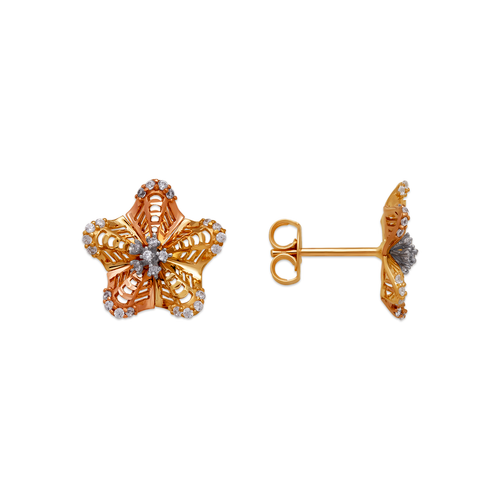 443-761T Fancy Flower CZ Stud Earrings