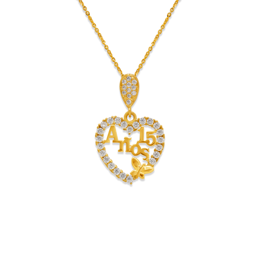 263-045 Fancy 15 Anos Heart CZ Pendant