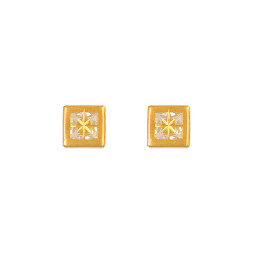 343-083 6mm Square Bezel CZ Stud Earrings