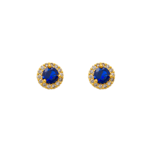 343-162BL 4mm Blue Round CZ Stud Earrings