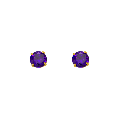 543-102PL Purple Amethyst Birthstone CZ Screwback Stud Earrings