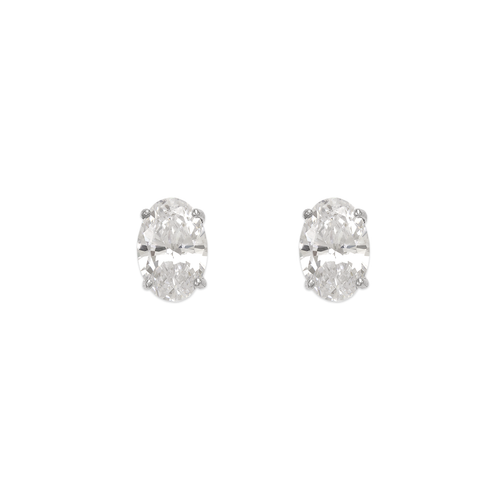 543-114W Oval Cut CZ Stud Earrings