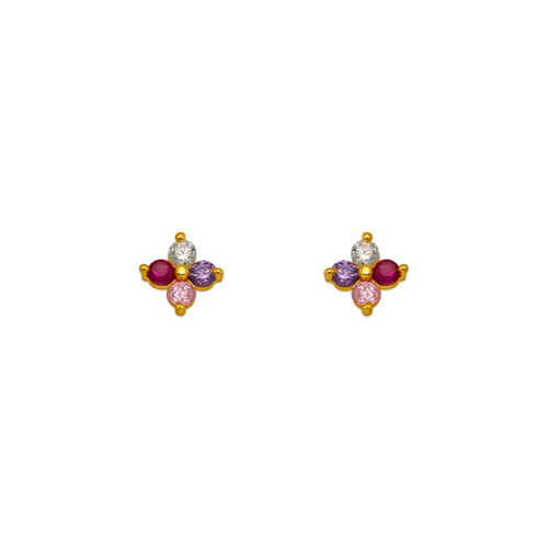 343-166MX Flower CZ Stud Earrings