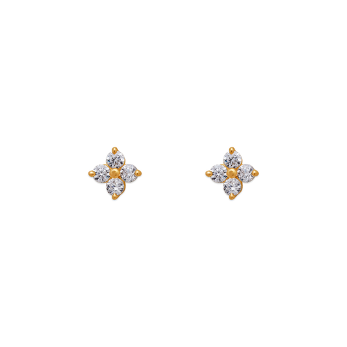 343-166WH Flower CZ Stud Earrings