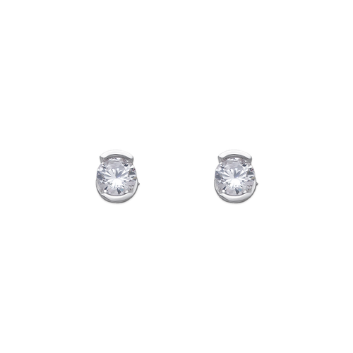 343-283W Open Bezel CZ Stud Earrings