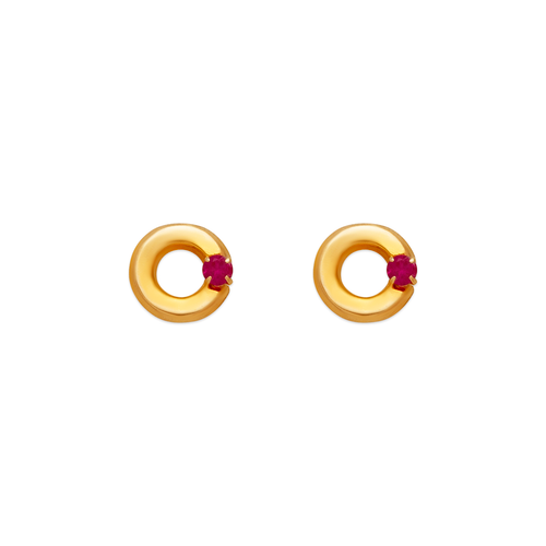 343-432RD Red Circle CZ Stud Earrings