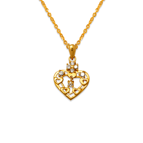 463-504 High Polished Heart CZ Pendant