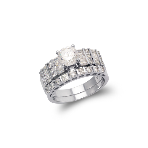 773-303W Ladies Fancy White Solitaire CZ Ring