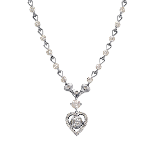 483-009W Fancy 15 Anos Heart CZ Necklace