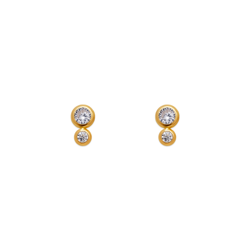343-176WH Bezel CZ Stud Earrings