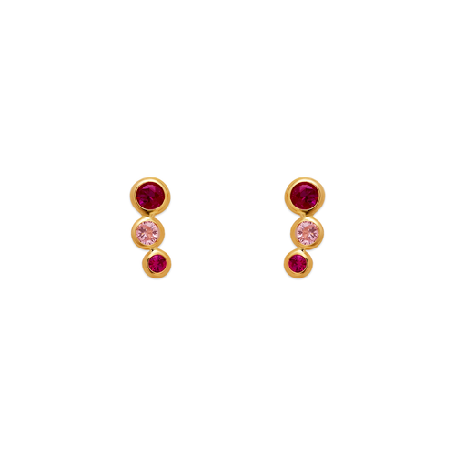 343-177RD Red Bezel CZ Stud Earrings