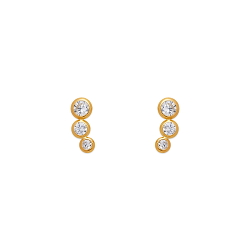 343-177WH White Bezel CZ Stud Earrings
